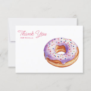 Personalized Watercolor Doughnut Thank You Cards  