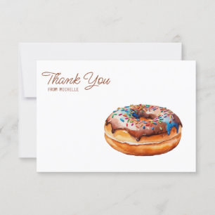 Personalized Watercolor Doughnut Thank You Cards  