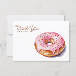 Personalized Watercolor Doughnut Thank You Cards  