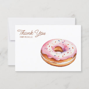 Personalized Watercolor Doughnut Thank You Cards  