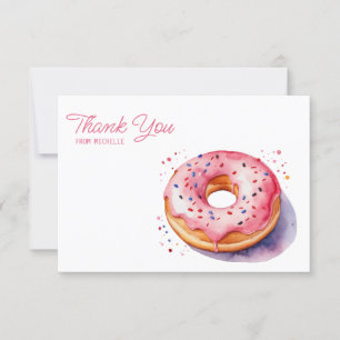 Personalized Watercolor Doughnut Thank You Cards  