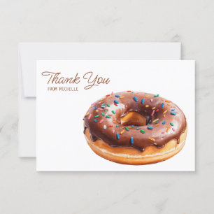 Personalized Watercolor Doughnut Thank You Cards  