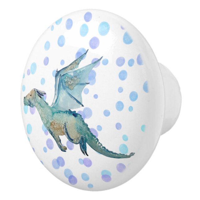 Personalized Watercolor Dragon   Ceramic Knob (Right)