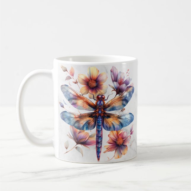 Personalized Watercolor Dragonfly Mug (Left)