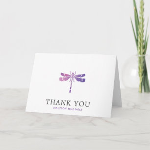 Personalized Watercolor Dragonfly Thank You Card