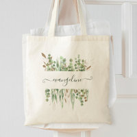 Personalized Watercolor Eucalyptus Greenery Pretty