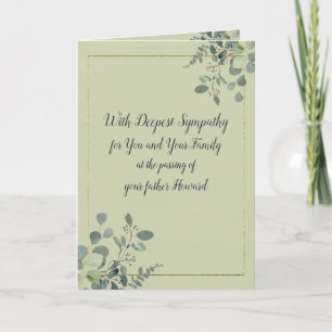 Personalized Watercolor Eucalyptus Sympathy Card