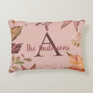 Personalized Watercolor Fall Leaves Accent Pillow