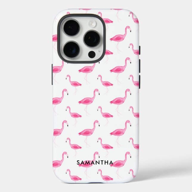Personalized Watercolor Flamingo Case-Mate iPhone Case (Back)
