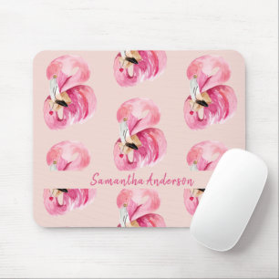 Personalized Watercolor Flamingo  Mouse Pad