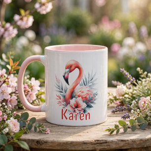 Personalized Watercolor Flamingo Mug