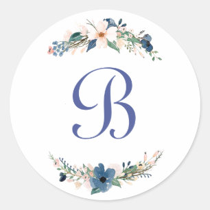 Personalized watercolor floral classic round sticker