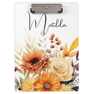 Personalized Watercolor floral  Clipboard