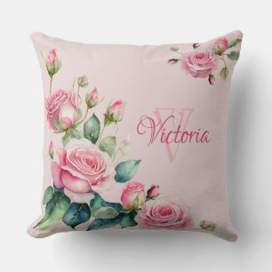 Personalized Watercolor Floral Elegance Throw Pillow