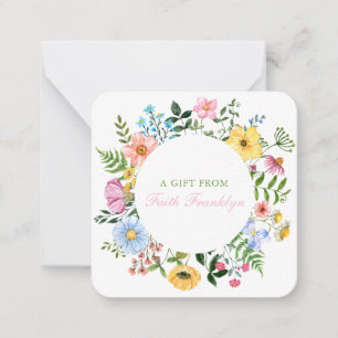 Personalized Watercolor Floral Gift Enclosure Card