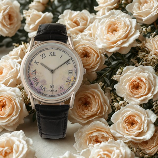 Personalized Watercolor Floral Men’s Watch (Creator Uploaded)