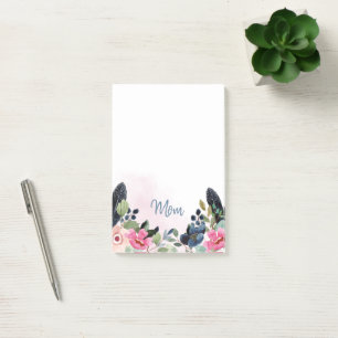 Personalized Watercolor Floral Mother's Day Post-it Notes