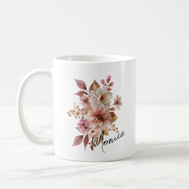 Personalized Watercolor Floral Mug (Left)