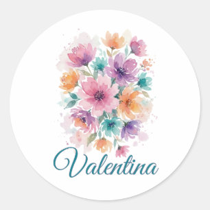 Personalized Watercolor Floral Name Sticker
