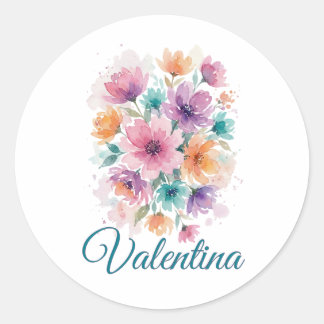 Personalized Watercolor Floral Name Sticker