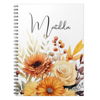Personalized Watercolor floral Notebook