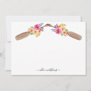Personalized Watercolor Floral Paddles Nautical Card
