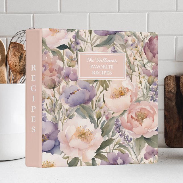 Personalized  Watercolor Floral Recipe Binder (Creator Uploaded)