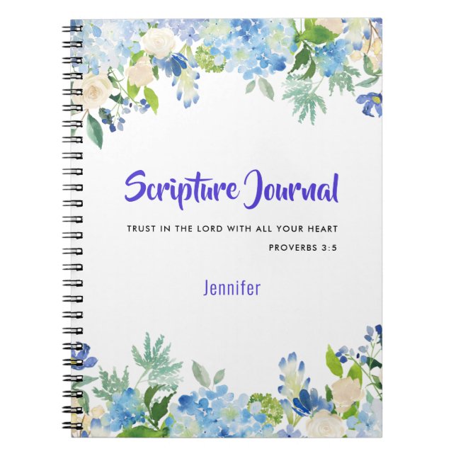 Personalized Watercolor Floral Scripture Journal (Front)