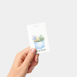 Personalized Watercolor Floral Scrubs Pocket  Badge