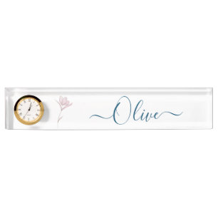 Personalized Watercolor Floral Sketch Acrylic Desk Nameplate