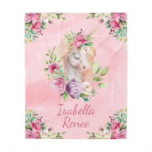 Personalized Watercolor Floral Unicorn