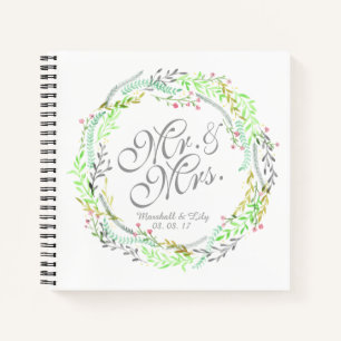 Personalized Watercolor Floral Wedding Guestbook Notebook