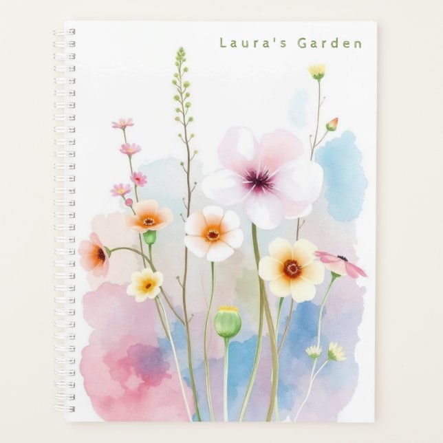 Personalized Watercolor Florals Garden Planner (Front)