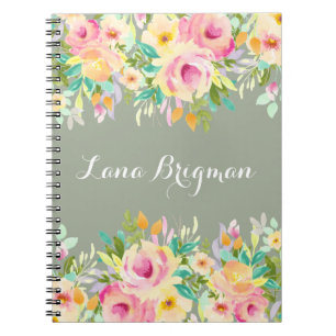 Personalized Watercolor Flowers Journal Notebook