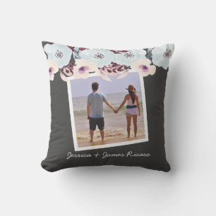 Personalized Watercolor Flowers Outdoor Pillow