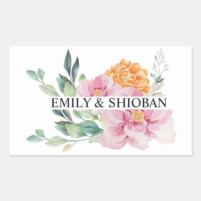 Personalized Watercolor Flowers Sticker (Front)