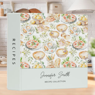 Personalized Watercolor Food Cooking Recipe Book Binder
