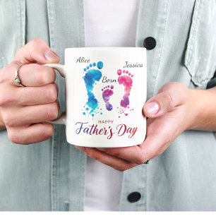 Personalized Watercolor Footprints Father’s Day  Coffee Mug