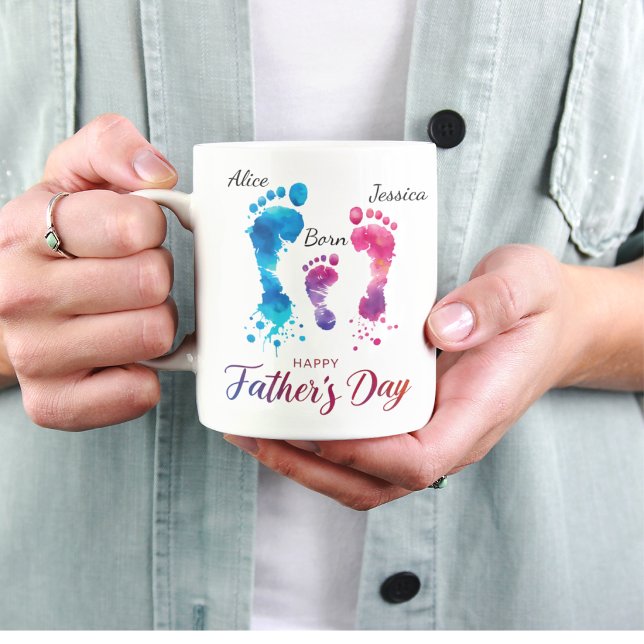 Personalized Watercolor Footprints Father’s Day  Coffee Mug (Creator Uploaded)