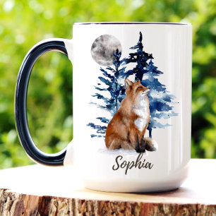 Personalized Watercolor Fox Woodland Coffee Mug