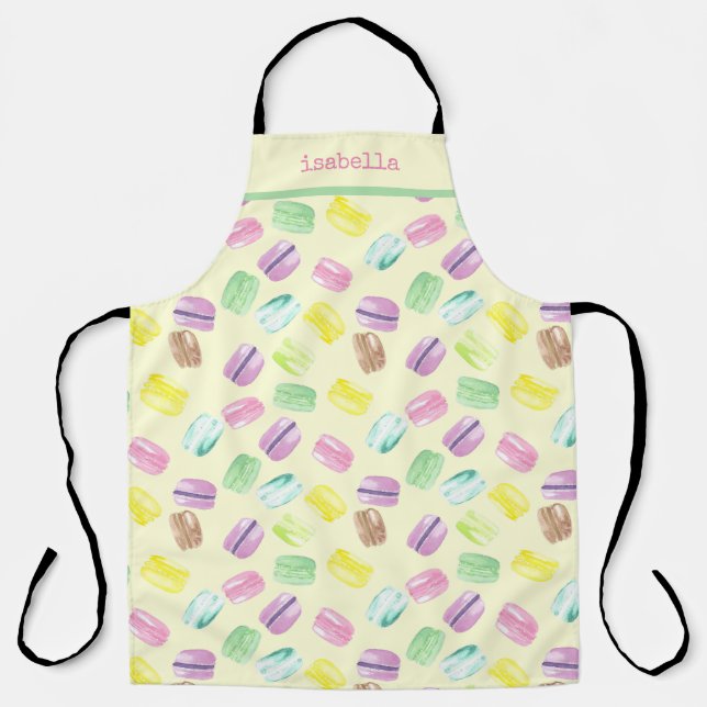 Personalized Watercolor French Macarons |Macaroons Apron (Front)
