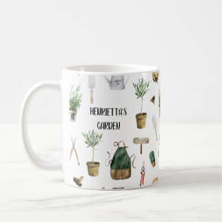 Personalized Watercolor Gardening Coffee Mug