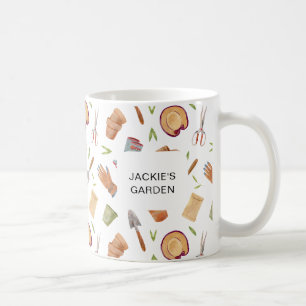 Personalized Watercolor Gardening Tools Coffee Mug