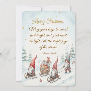 Personalized Watercolor Gnome Christmas Holiday Card