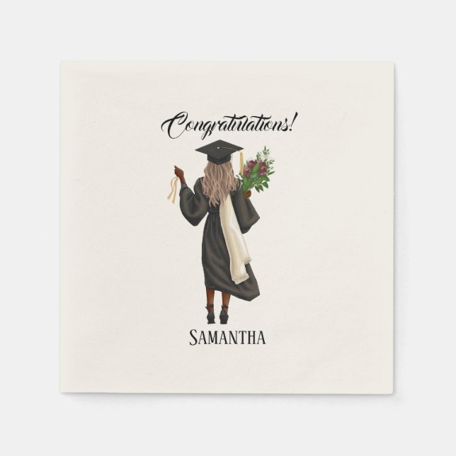 Personalized Watercolor Graduation (10) Napkin (Front)