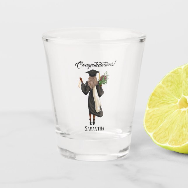 Personalized Watercolor Graduation (10) Shot Glass (Front)