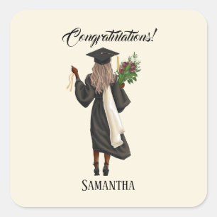 Personalized Watercolor Graduation (10) Square Sticker
