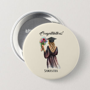 Personalized Watercolor Graduation (11) 3 Inch Round Button