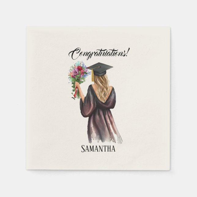 Personalized Watercolor Graduation (11) Napkin (Front)