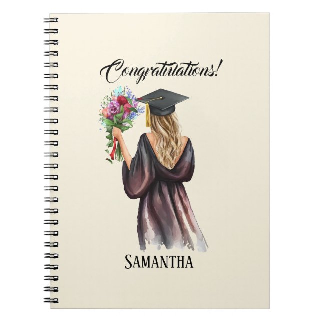 Personalized Watercolor Graduation (11) Notebook (Front)